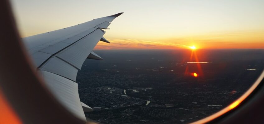 sunset view from the airplane